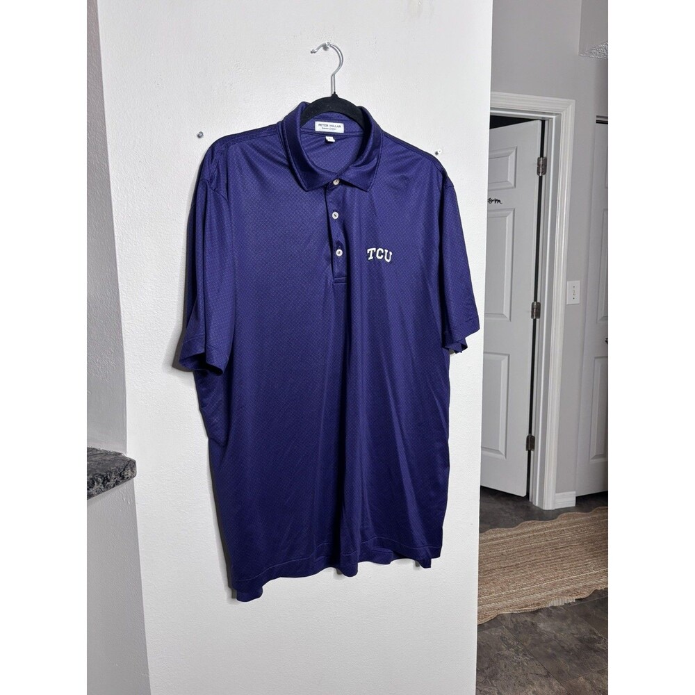 Peter Millar Polo Shirt Mens XL Purple Summer Comfort Golf TCU Horned Frogs